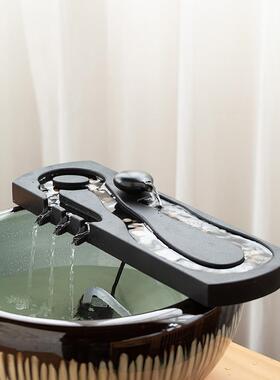 简约现代石槽鱼缸鱼池假山微景观造景喷泉流水器摆件循环水景配件