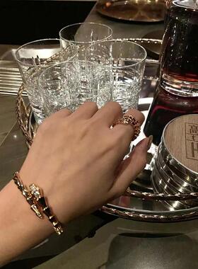 蛇形手镯女头纯银镀18K玫