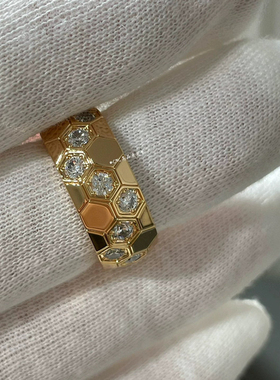 宽版蜂窝戒指女纯银镀18k