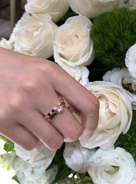 蜂巢戒指女纯银镀18K玫瑰