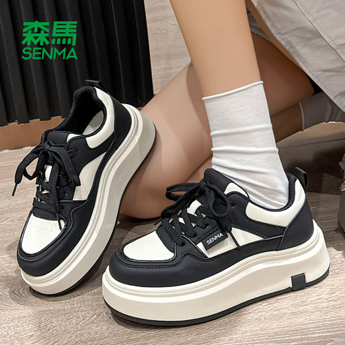 森马女鞋板鞋女厚底增高小白鞋2025冬季新款时尚运动休闲鞋子女款 - 图0