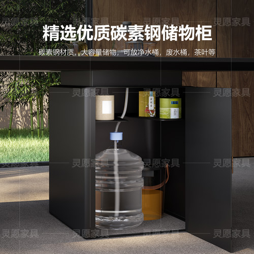 轻奢风岩板茶桌椅组合轻奢现代高端茶台办公一体洽谈接待泡茶桌 - 图2