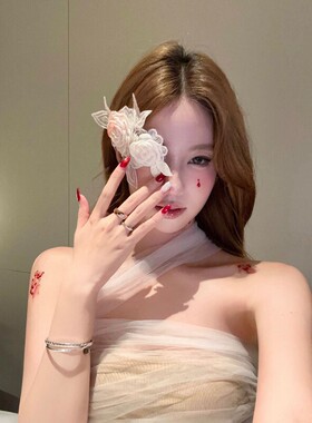 万圣节白玫瑰蕾丝天使眼罩