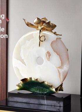 源盛集珍新中式玄关博古架家居高端珐琅彩玉石平安扣大摆件工艺品