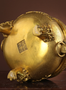 速发铜香炉纯公家用室内供奉财佛供供神爷关铜特大号三足狮子香炉