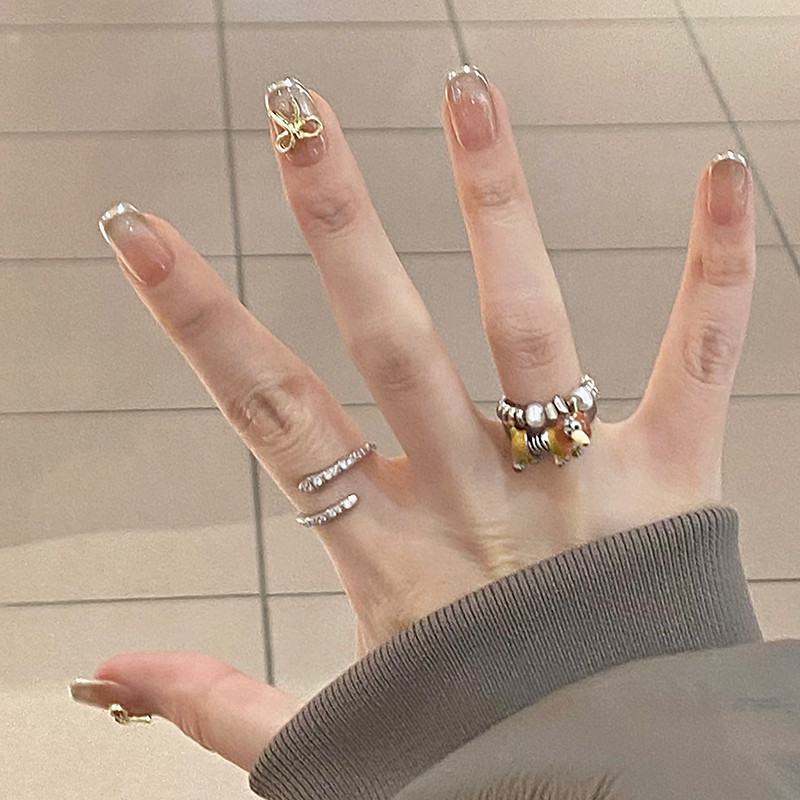 蝴蝶结美甲穿戴甲手工法式猫眼2025新年款显白高级感短款指甲贴片,淘宝优惠券,粉丝福利购,淘宝优惠卷