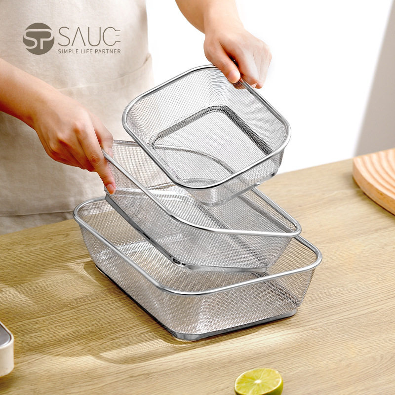 SP SAUCE厨房不锈钢沥水篮滤水篮长方形淘米洗菜盆备菜盘水果漏盆,淘宝优惠券,粉丝福利购,淘宝优惠卷