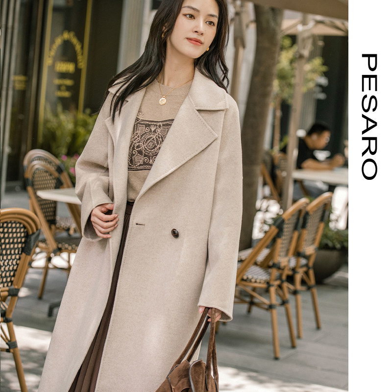 PESARO黄蕙玲西装领长款羊绒大衣女 简约优雅秋冬外套,淘宝优惠券,粉丝福利购,淘宝优惠卷