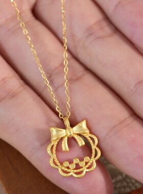 925银金色结圣诞花环项链新款秋冬氛围感不掉色锁骨链