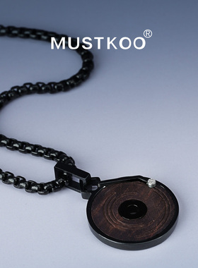 mustkoo/玛诗杜轻奢乌木黑胶唱片项链ins小众时尚男女同款送礼物