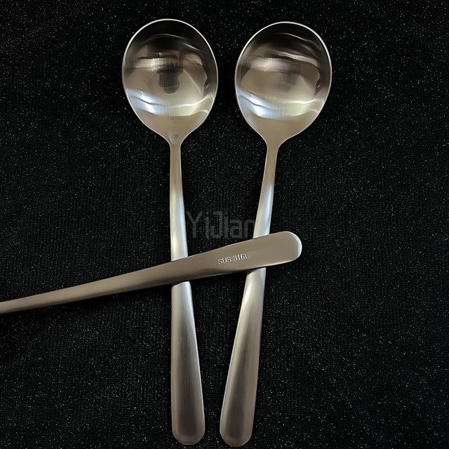 316L stainless steel household long handle spoon minimalist round spoon