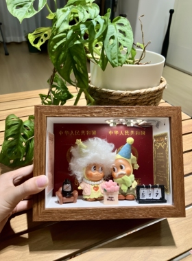 把爱装进相框里！结婚登记照摆台手办展示盒新婚纪念家居收藏摆件