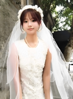 法式复古花苞一体花环头纱2026新款订婚轻盈薄纱礼服配饰新娘头纱