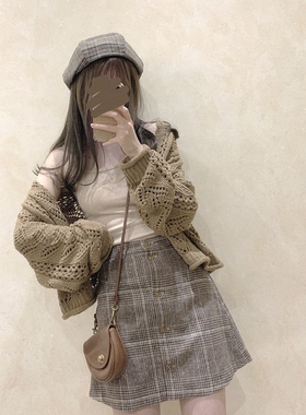 *处理 复古 古着感 格子 画家帽 贝雷帽