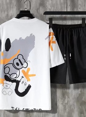 Summer Mens Sets Korean Fashion Tracksuit Men Sreetwear Cas