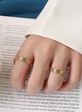 。French style copper coin ring index finger titanium steel