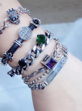 手工黑皮绳牛皮手錬