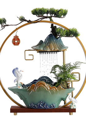 创意流水生财摆件水循环假山瀑布装饰招财客厅办公室桌面乔迁礼品