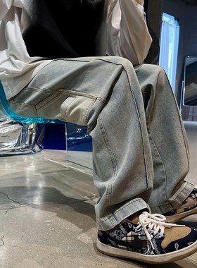 Loose Straight Men Jeans asthetic New Man Jeans Pants for bo