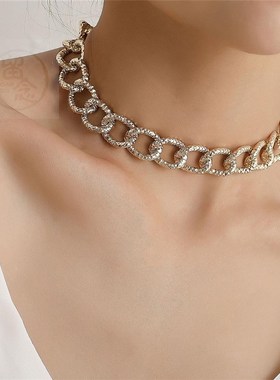 。Jewelry punk retro geometry thick chain neck chain necklac