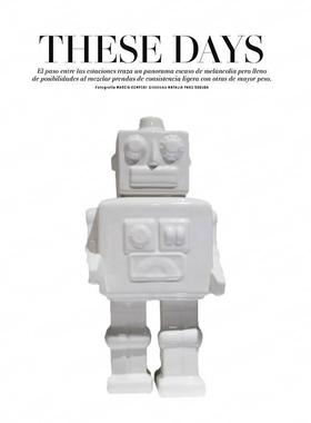 l北欧陶瓷机器面人摆 简约创意样板饰品 桌件柜子摆件 软装饰房品