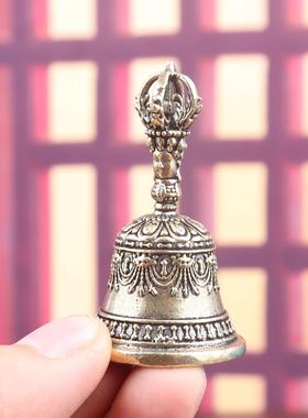 纯黄铜降魔杵金刚铃铛杵复古老物件居家装饰桌面茶宠工艺品铜摆件