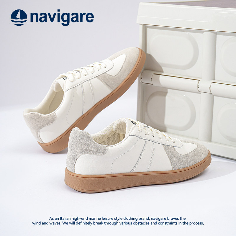 Navigare意大利小帆船德训鞋男2025春秋季新款小白鞋休闲舒适板鞋,淘宝优惠券,粉丝福利购,淘宝优惠卷