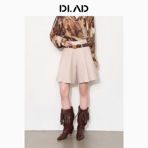 DI.AD  26秋季新款阔版休闲阔腿短裤女DC613006K4 - 图0