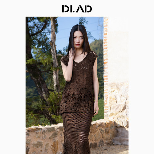 DI.AD  镂空夏季毛衫（含腰带）上衣轻熟优雅短袖女 DB622232M4 - 图1
