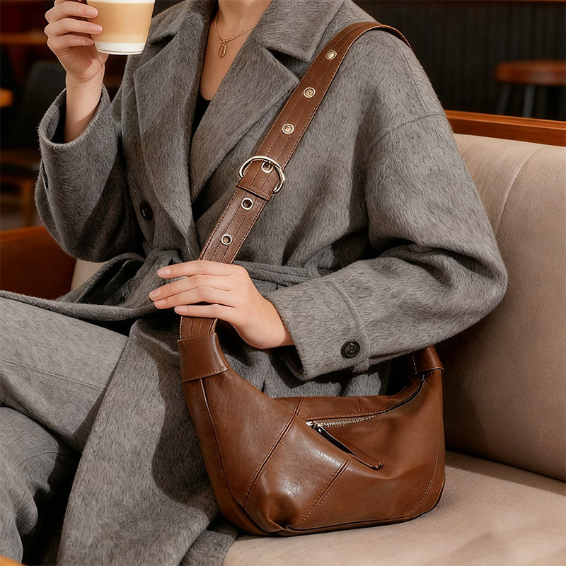 头层牛皮真皮饺子包女包2025新款轻奢质感高级感通勤斜挎包单肩包,淘宝优惠券,粉丝福利购,淘宝优惠卷