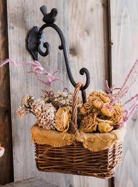 薇荨创意铸铁墙面挂钩装饰吊篮壁挂复古做旧户外园艺花园杂货欧式