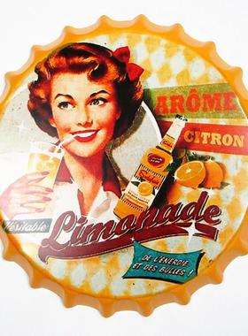 美式复古创意啤酒瓶盖铁艺壁挂壁饰家居酒吧店铺墙面软装饰品挂件