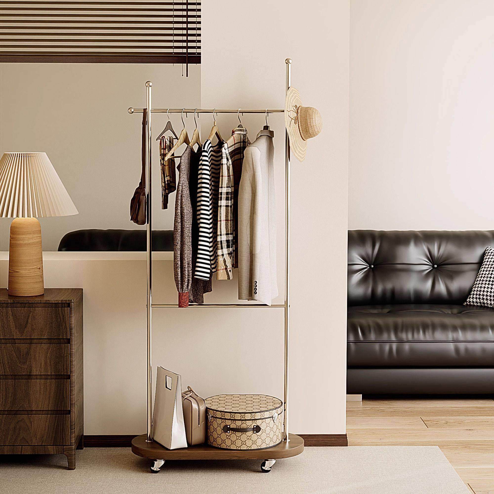 中古风挂衣架落地式2025新款入户可移动衣帽架卧室家用衣架置物架,淘宝优惠券,粉丝福利购,淘宝优惠卷