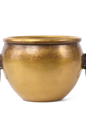 纯铜故宫狮首缸办公室创意烟灰缸纯铜香炉聚宝盆风水工艺品装饰品