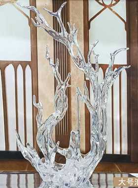 新现代轻奢透明树脂雕塑浪花摆件酒店大堂样板房售楼处软装饰艺术