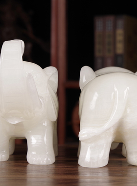 玉石摆件一对吸水大象办公室店铺装饰品客厅酒柜家居乔迁工艺礼品