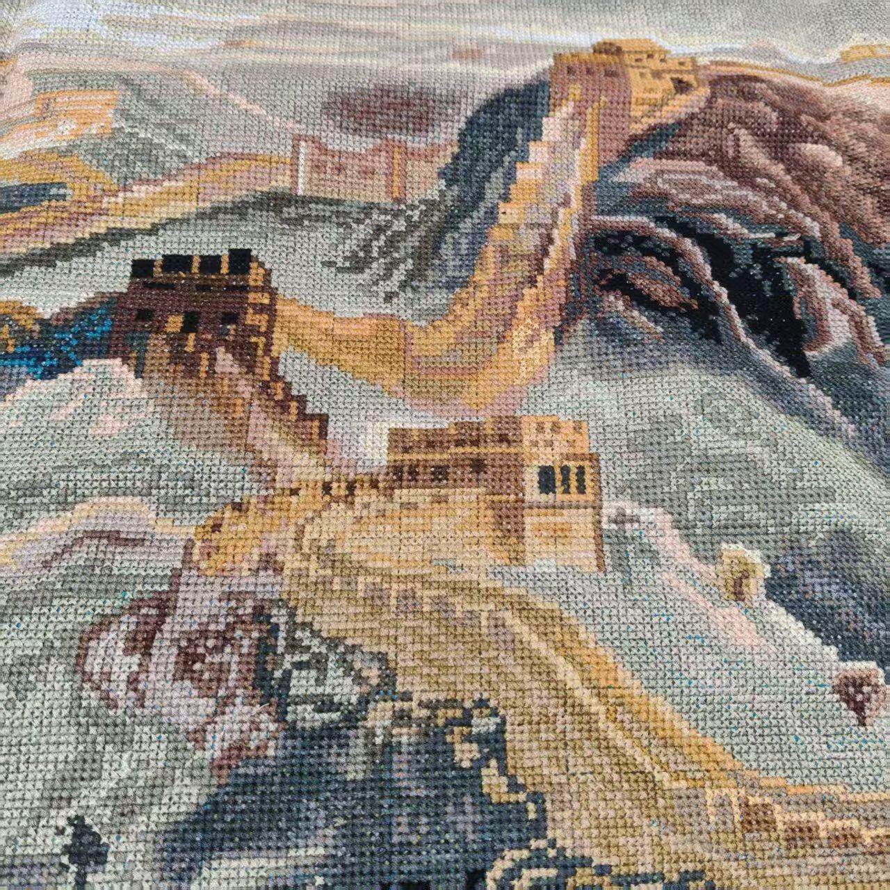 纯手工十字绣成品万里长城盛世中华新款客厅大幅风景挂画带框出售,淘宝优惠券,粉丝福利购,淘宝优惠卷