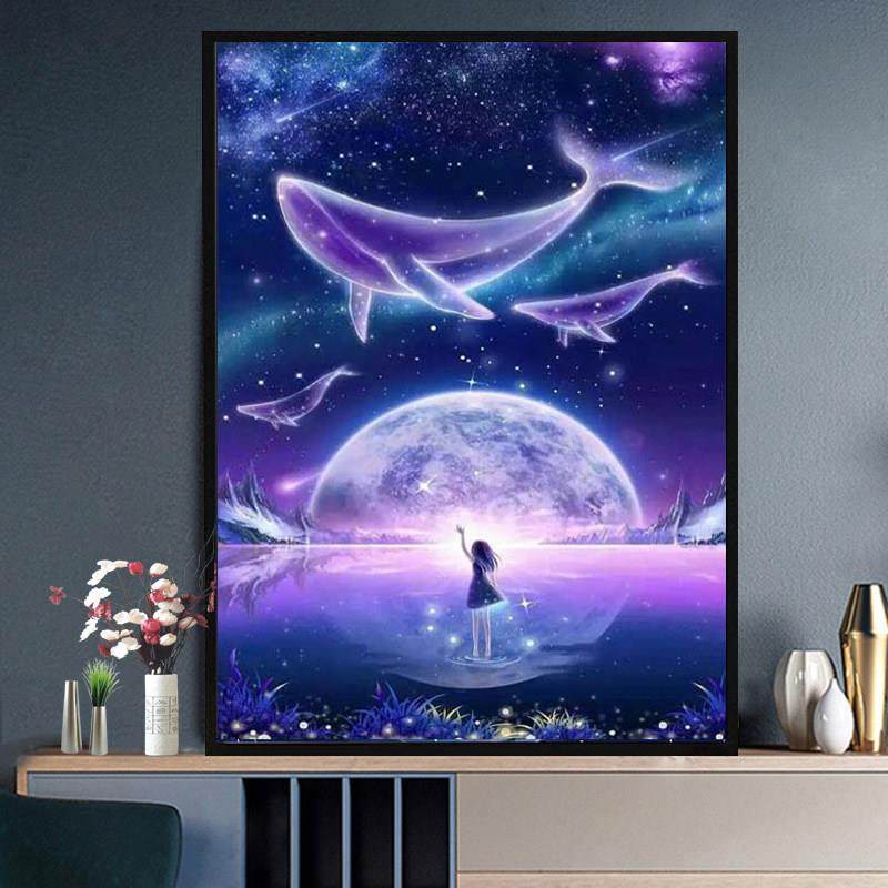 钻石画2025新款5d满钻星空鲸鱼卡通风景儿童手工点贴钻十字绣卧室,淘宝优惠券,粉丝福利购,淘宝优惠卷