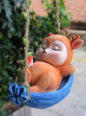 可爱小鹿挂件户外庭院花园林别墅布景观吊件阳台动物装饰摆件礼物