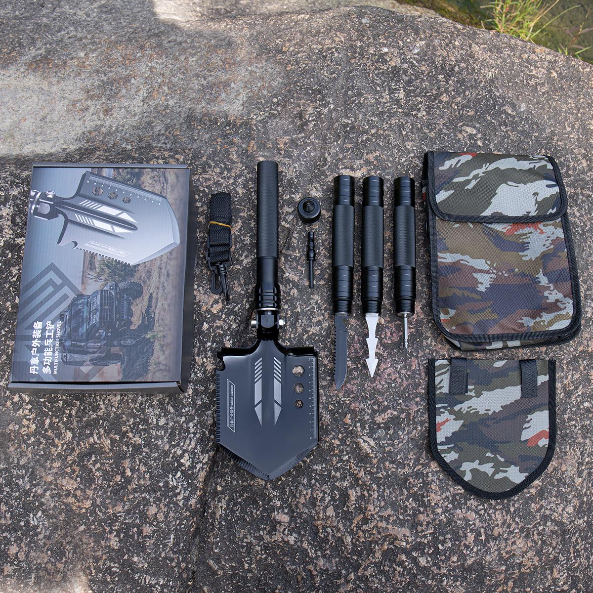 丹拿户外工兵铲多功能中国钓鱼铲子德国锰钢兵工铲折叠车载铁锹铲 - 图2