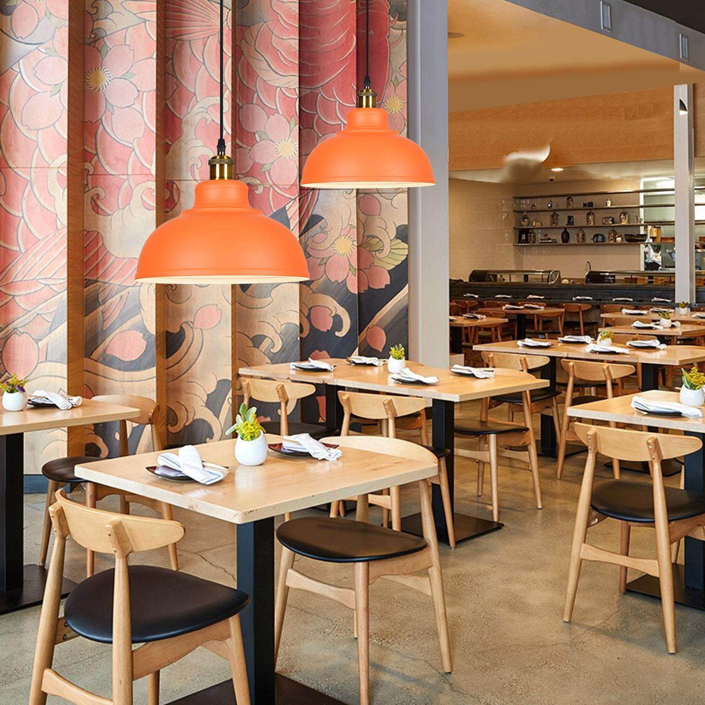 工业风橙色创意锅盖吊灯饭厅卡座餐饮店餐桌火锅店饭店铺商用灯罩,淘宝优惠券,粉丝福利购,淘宝优惠卷