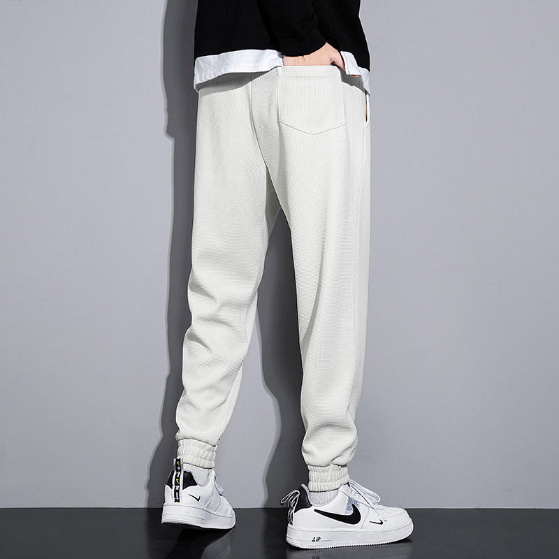 路森男裤子休闲运动裤棉感宽松情侣卫裤春秋女束脚户外跑步裤针织