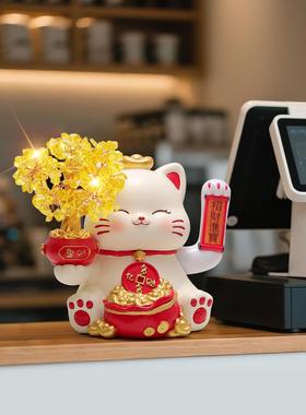 招财猫摆件自动招手摇手收钱二维码店铺前台收银台装饰品开业礼物