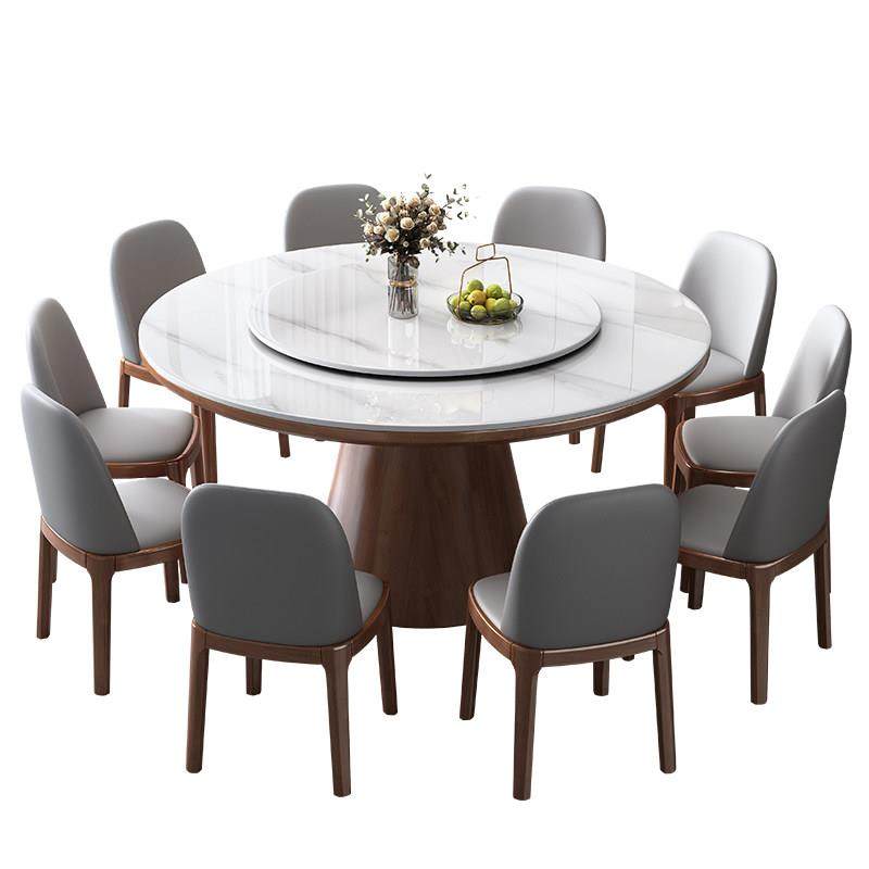 岩板餐桌椅组合圆形现代简约轻奢大圆桌带转盘实木家用电磁炉饭桌,淘宝优惠券,粉丝福利购,淘宝优惠卷