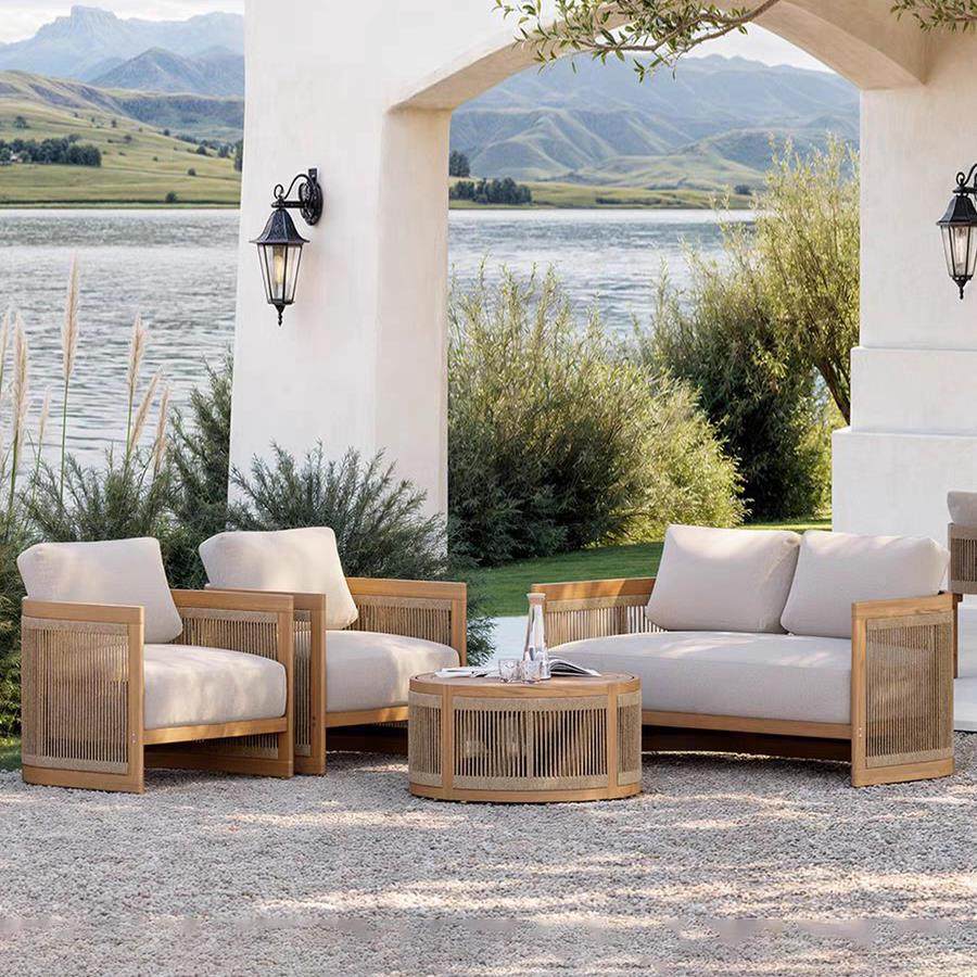 户外沙发庭院花园别墅露台休闲 藤编沙发组合室外实木家俱民宿接,淘宝优惠券,粉丝福利购,淘宝优惠卷