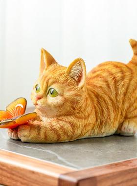 可爱猫咪摆件房间桌面卧室书房办公桌创意摆设家居装饰品手工礼物