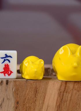 微型陶瓷十二生肖饰品，鼠，牛，虎，兔，龙，蛇，铜马，羊，猴，
