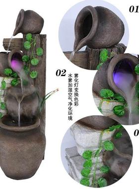 假山陶罐流水景观花园庭院阳台客厅水景户外鱼池造景创意喷泉直销