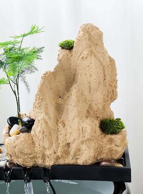 古都新中式鱼池假山造景水景循环流水器摆件石槽鱼缸吸水陶瓷配件