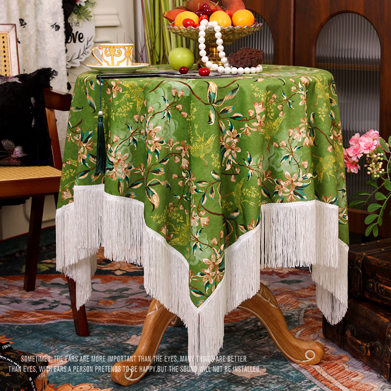 高端复古桌布风流苏法式中古风餐桌台布高级感装饰盖巾长桌桌布,淘宝优惠券,粉丝福利购,淘宝优惠卷